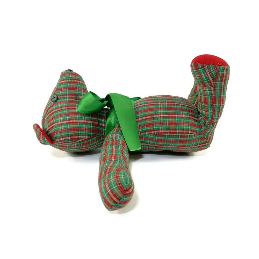 Green & Red Plaid Teddy Bear Plush Stuffed Animal with Green Bow Tie 18